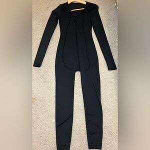 Womens Black One Piece front cutout jumpsuit